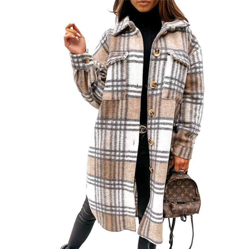 womens long plaid shacket