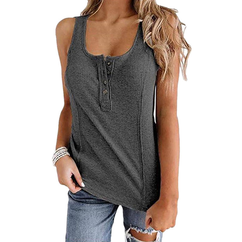 Womens Cotton Tank Top Sleeveless Cami Vest Ladies Casual T-shirt Plain Blouse