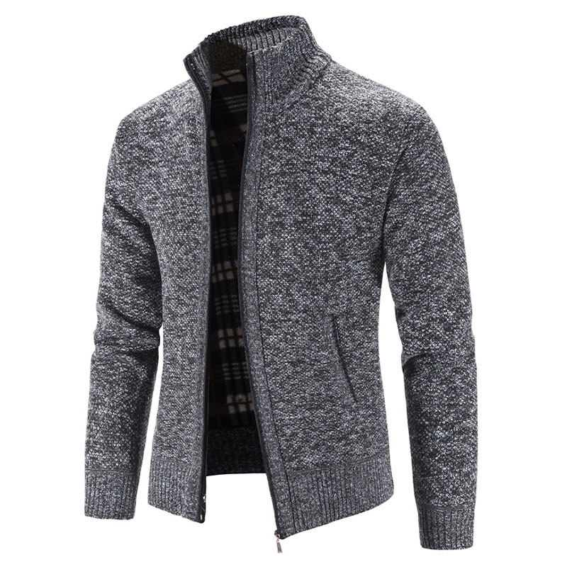 Mens Thick Fleece Fur Zip Coat Jacket Formal Plain Winter Warm Pocket Outerwear