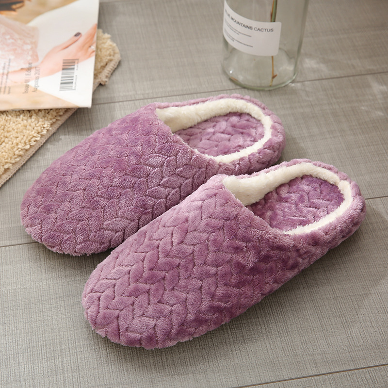Unisex Winter Long Plush Slippers House Shoes Anti Slip Sole Soft Indoor 