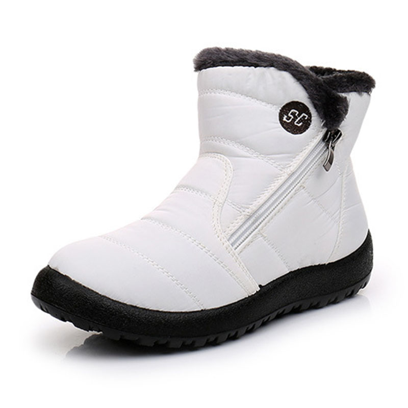 Women Waterproof Warm Fur Lined Ankle Boots Ladies Winter Zipper Snow Shoes US 