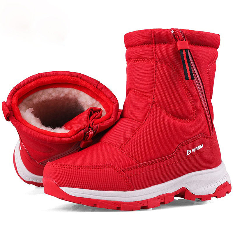 Fancyww Boys Girls Snow Boots Embroidery Winter Waterproof Slip Resistant Cold Weather Shoes