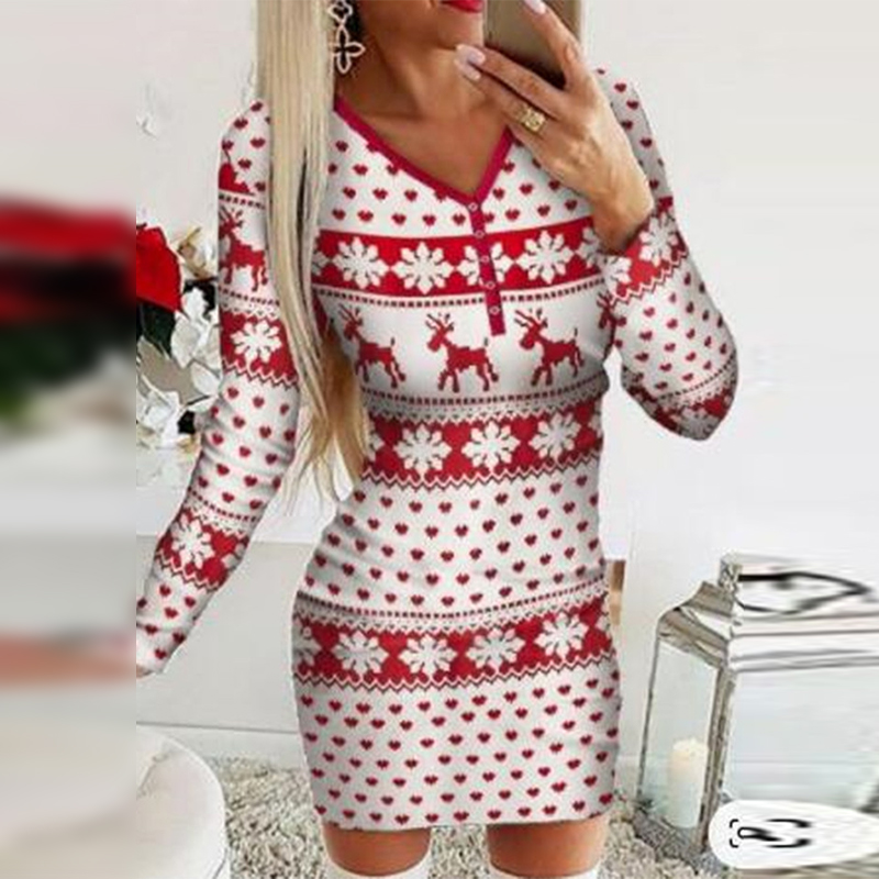 Womens Christmas Print Long Sleeve 