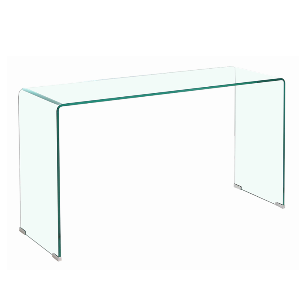 Console Hall Table Clear Glass Rectangle with Wooden Drawer 12mm Tempered Glass