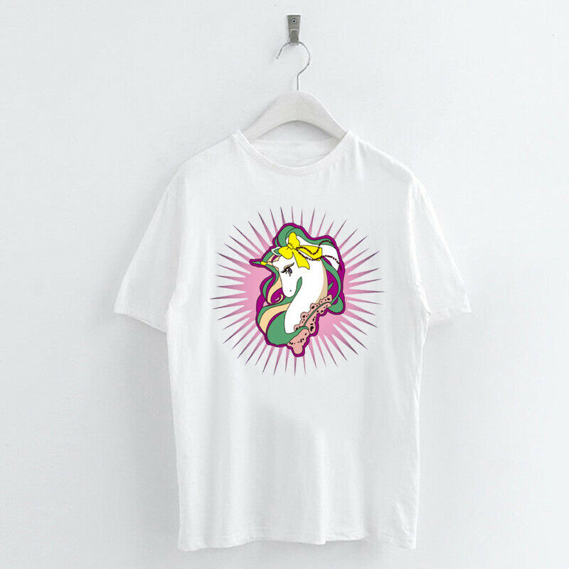 Harajuku Women t shirt Lovely Cat Unicorn Heart Print Tee Casual Summer Tops | eBay