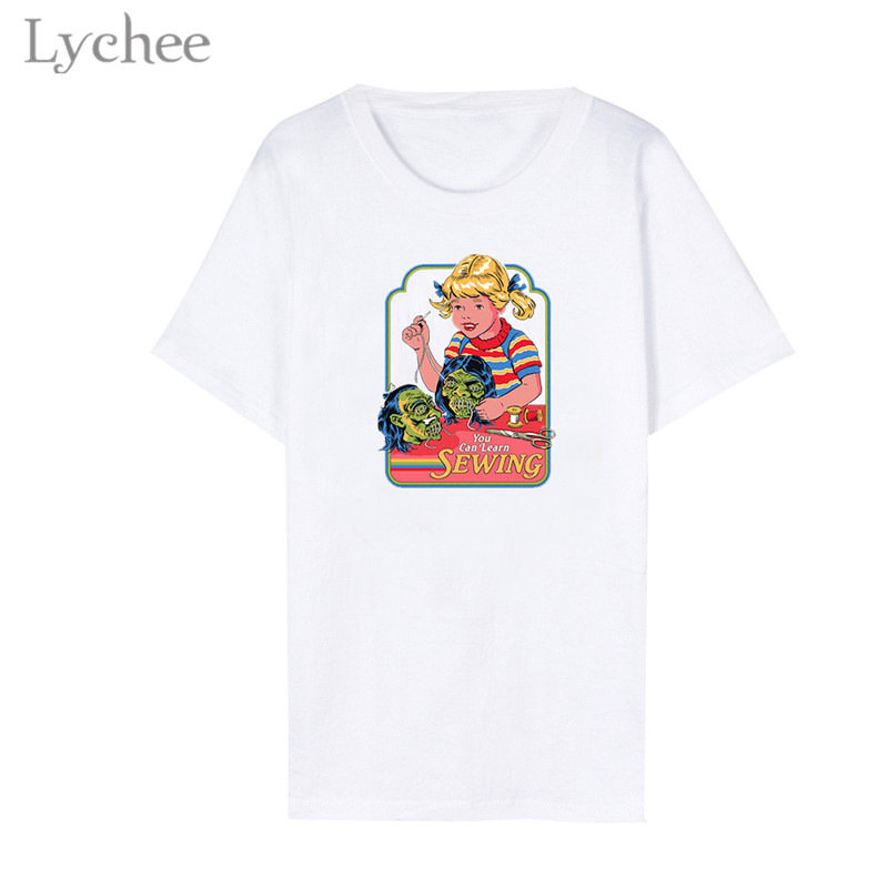 Harajuku-Devil-Girl-Sewing-Women-T-Shirt-Casual-Short-Sleeve-O-Neck-Tops-Summer
