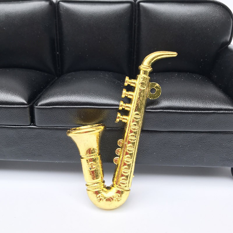 1PC 1:6 Doll House Musical Instrument Decoration Alloy Mini Saxophone Toy for Ho 