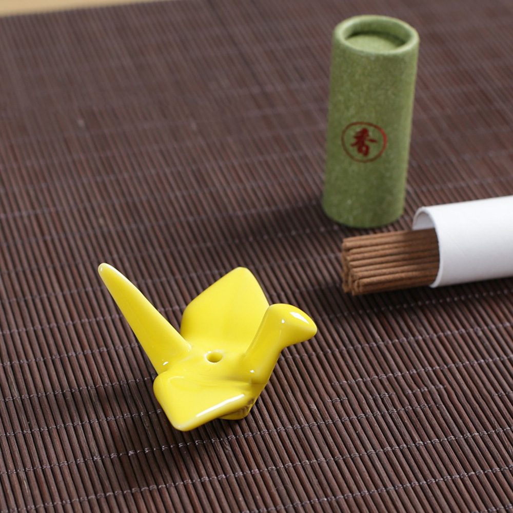 2Pc Thousand Paper Crane Ceramic Incense Burner Stick Holder Chopstick Fork Rest 