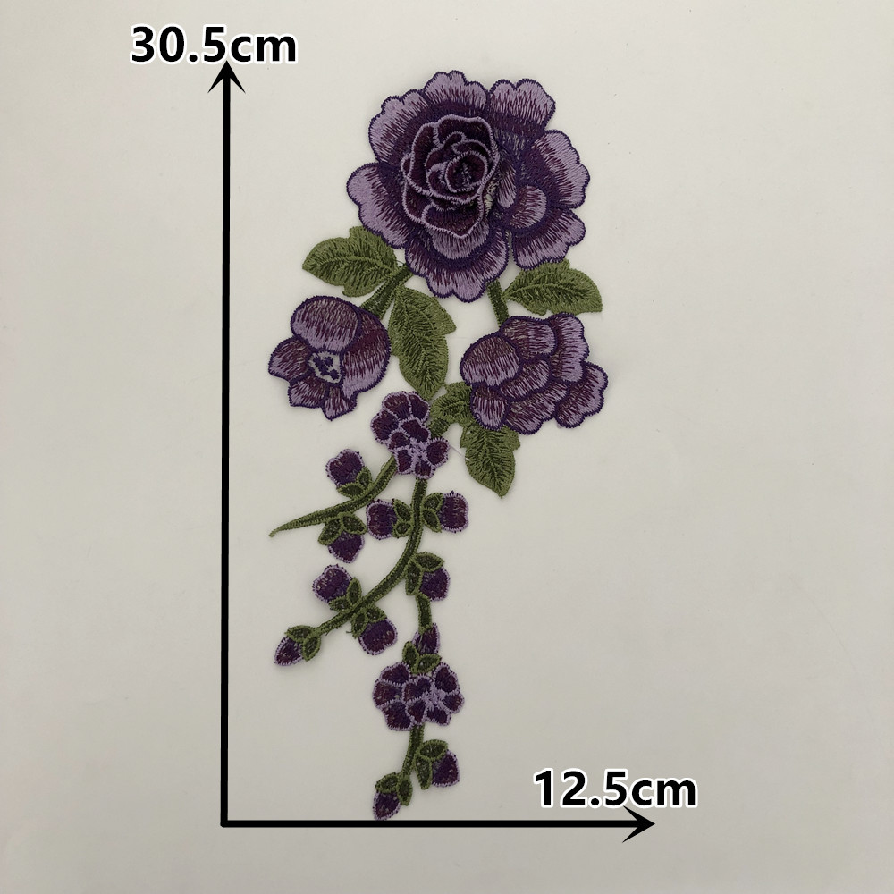 3D Embroidery Rose Sew Iron On Patch Badge Fabric Bag Applique DIY Clothes K6M1 