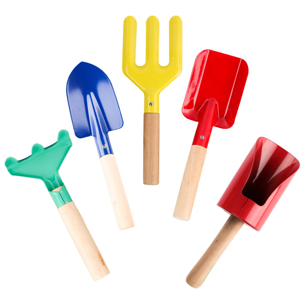 6 PCS Mini Colorful Iron Shovel Gardening Tool Set Rake Trowel for Children Boys 
