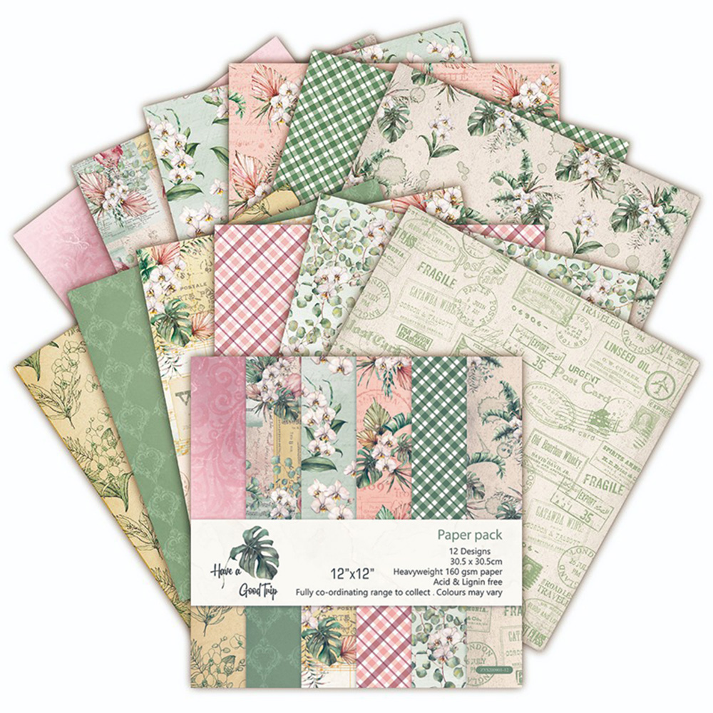 12PCS Floral Paper Pad Scrapbooking Card Photo Album Journal Diary