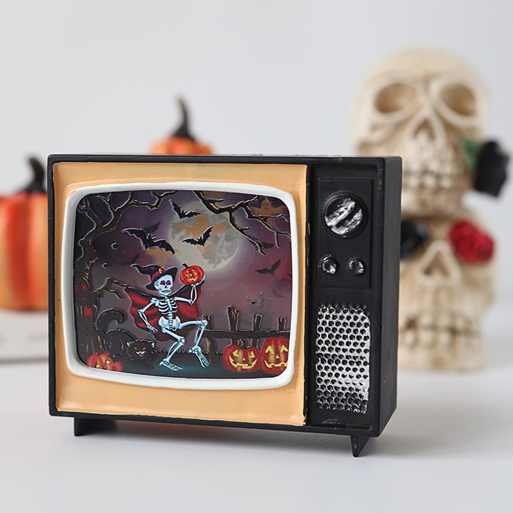 thumbnail 10 - 1pc Halloween Decorations Retro TV LED Electronic Candle Light Glowing Ornament