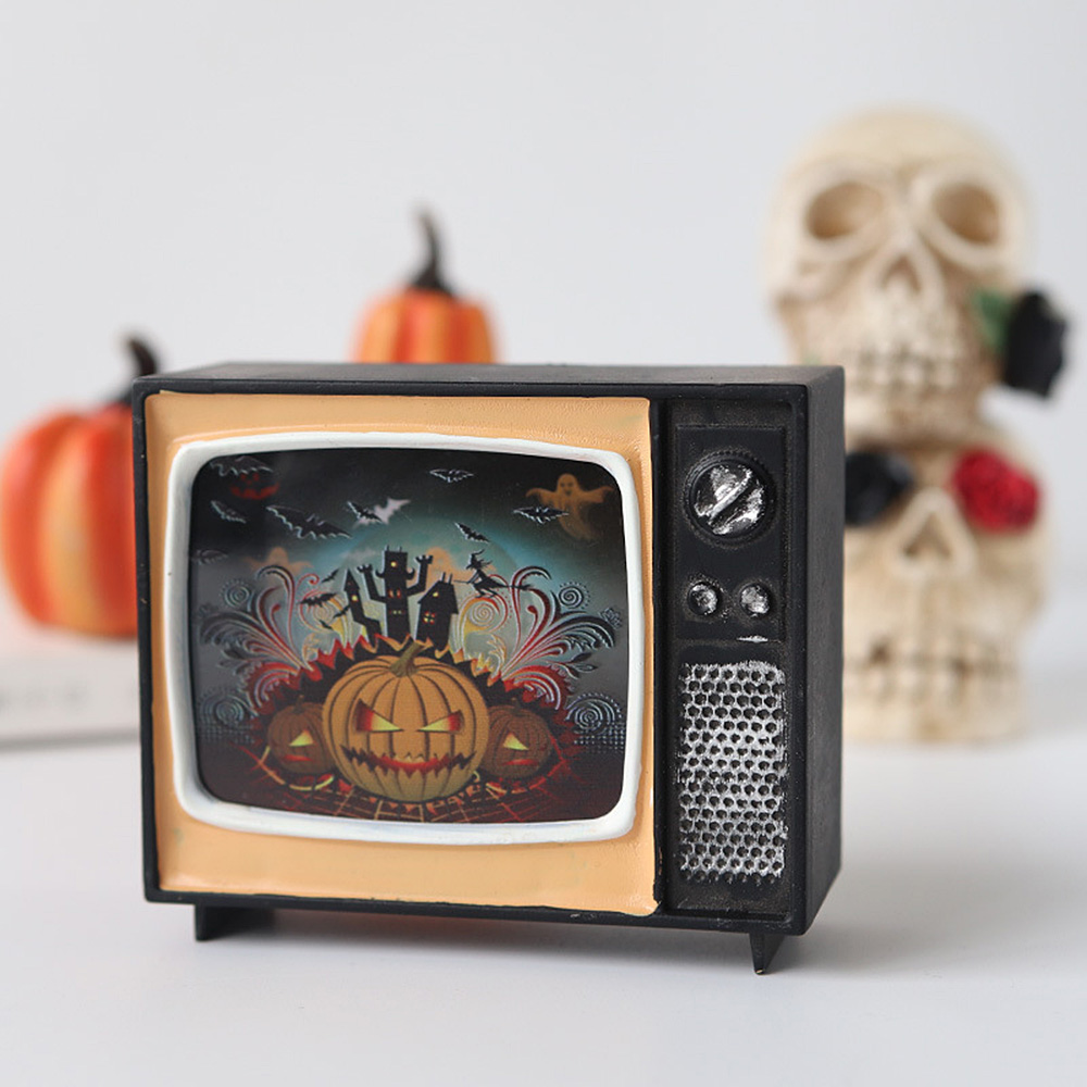 thumbnail 12 - 1pc Halloween Decorations Retro TV LED Electronic Candle Light Glowing Ornament