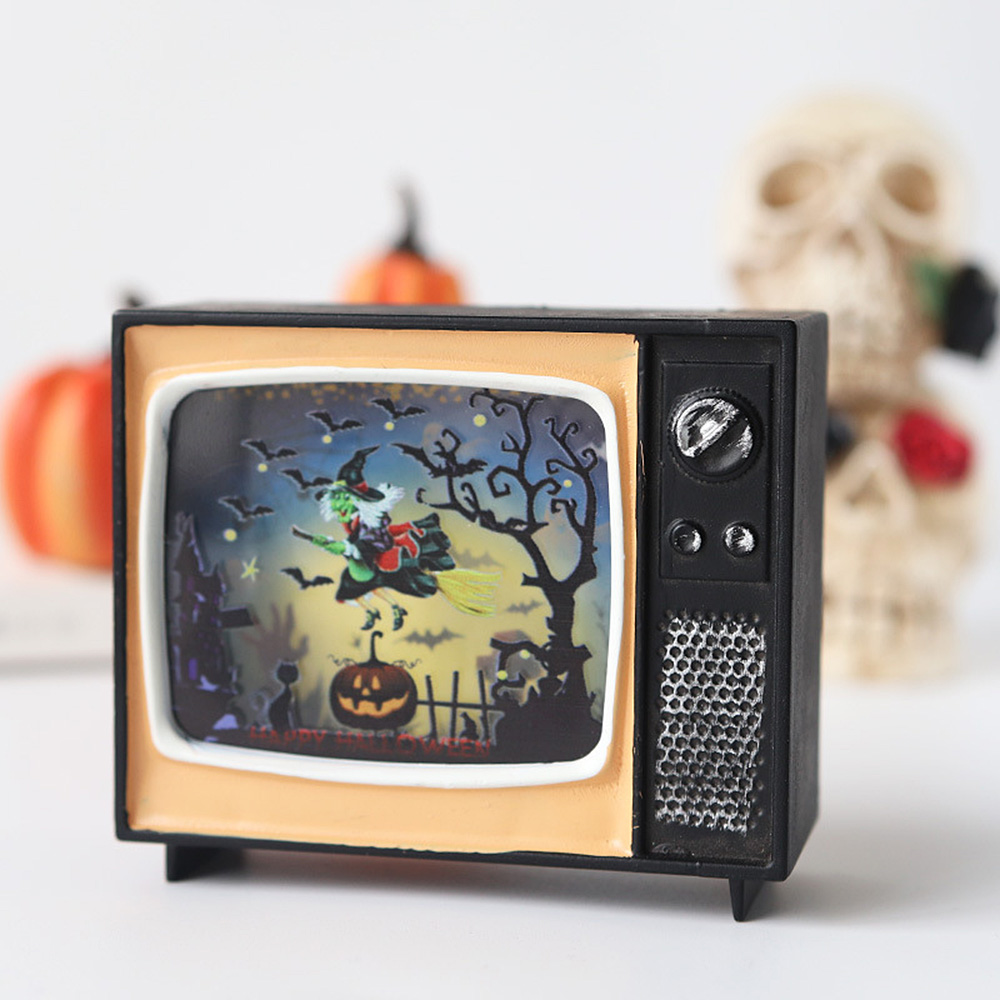 thumbnail 13 - 1pc Halloween Decorations Retro TV LED Electronic Candle Light Glowing Ornament