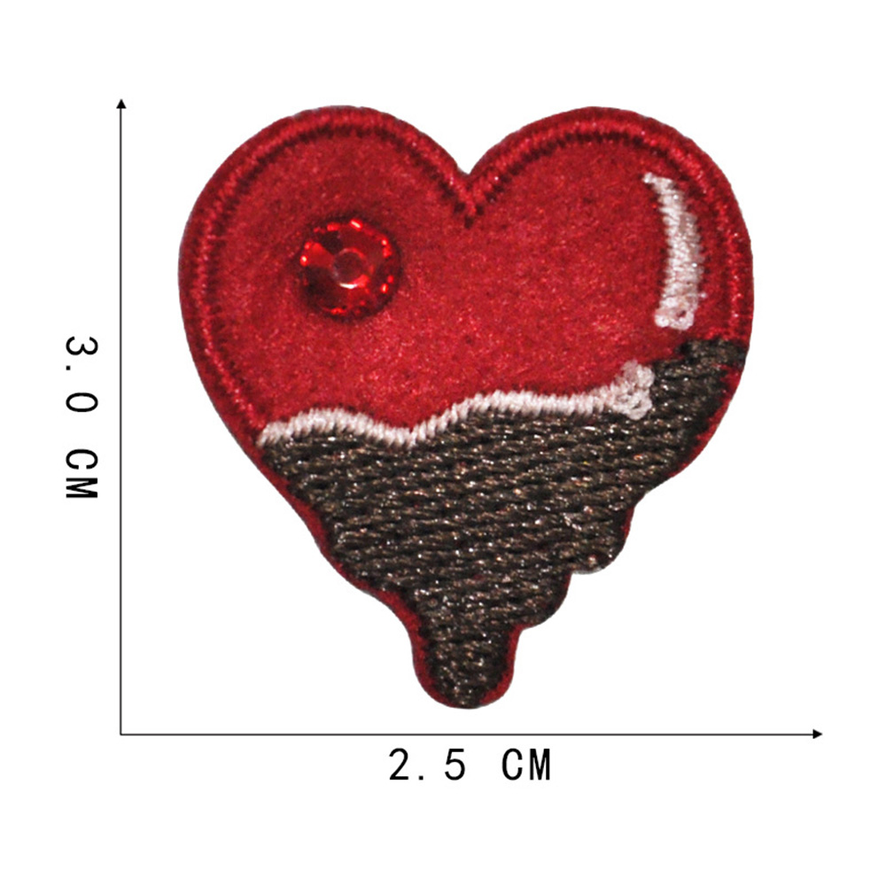 5 PCS Heart Patches Iron On Or Sew On Embroidered Red For Clothing Badge 