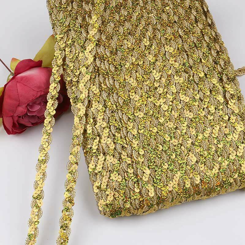 5Yards Colorful glitter Sequins Lace Fabric Trim For DIY Wedding Party Decor
