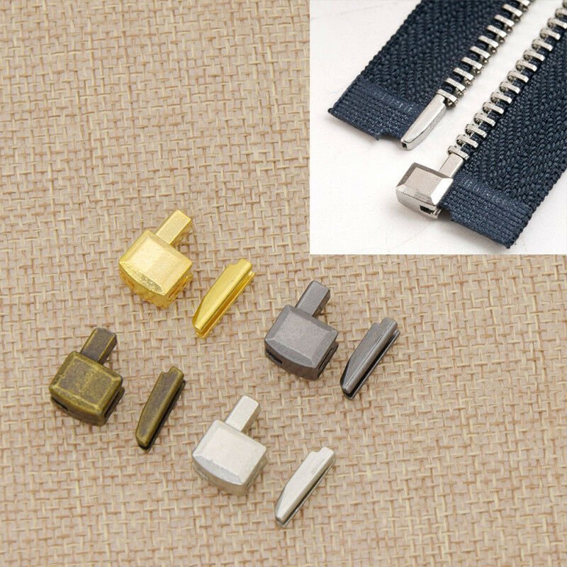 Meetee 20/50sets Metal Zipper Stopper for 3#/5#/8#/10# Zip U Code Non-slip  Zippers Upper Stop Tail Clip Buckle Zips Repair Kit