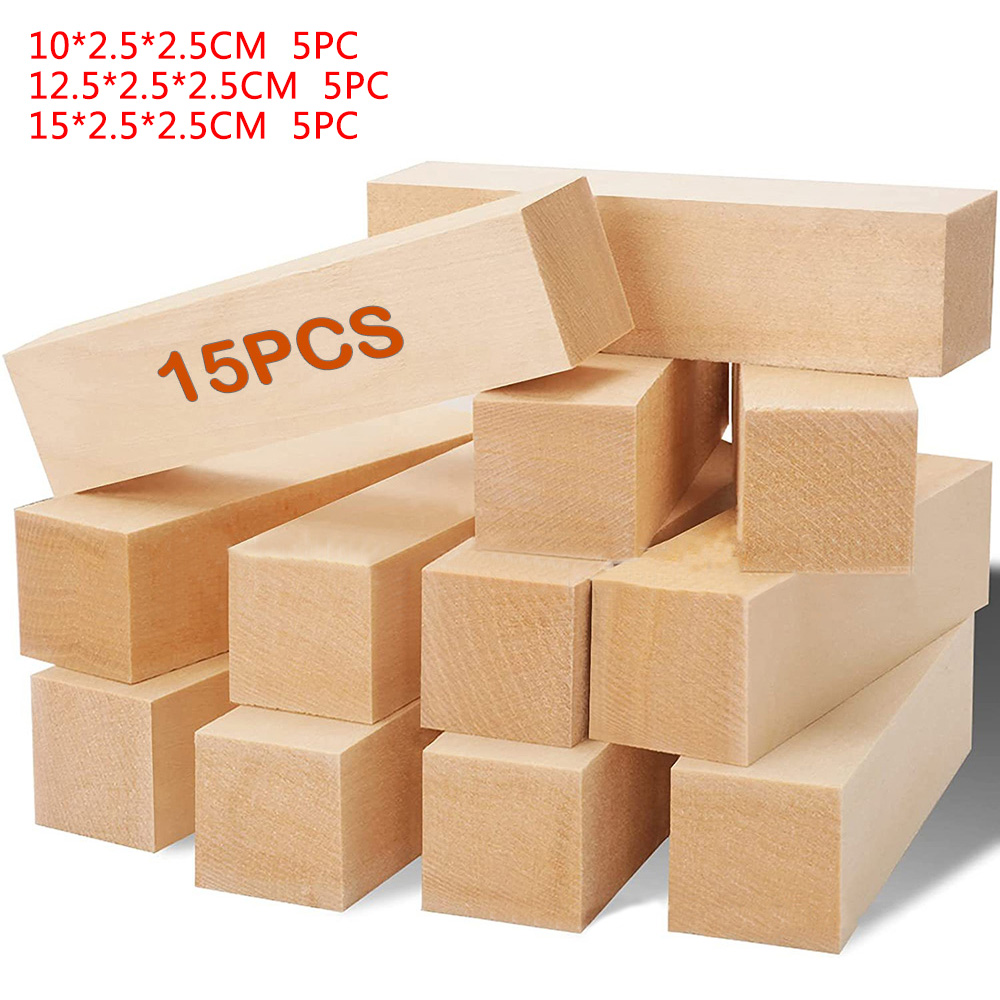 5/12/15pcs Solid Basswood Carving Blocks Premium Wooden Whittling Kit Soft  Wood
