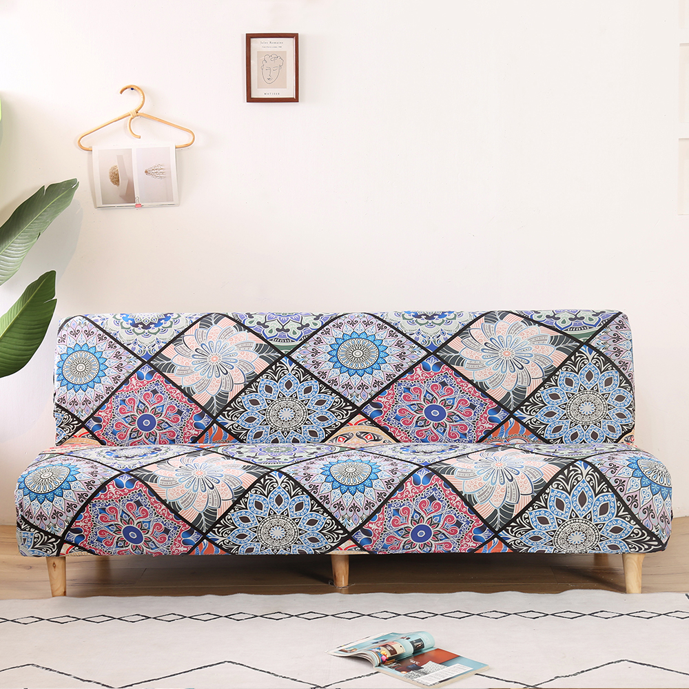 Armless Sofa Bed Cover Polyester Stretch Futon Slipcover ...