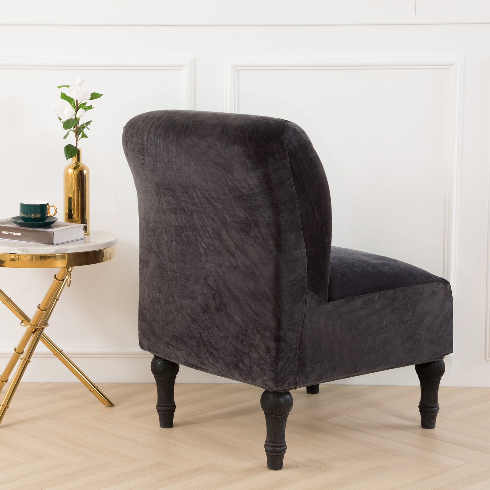 Armless Accent Chair Cover Velvet Slipcovers Elastic Spandex Modern Home Decor eBay