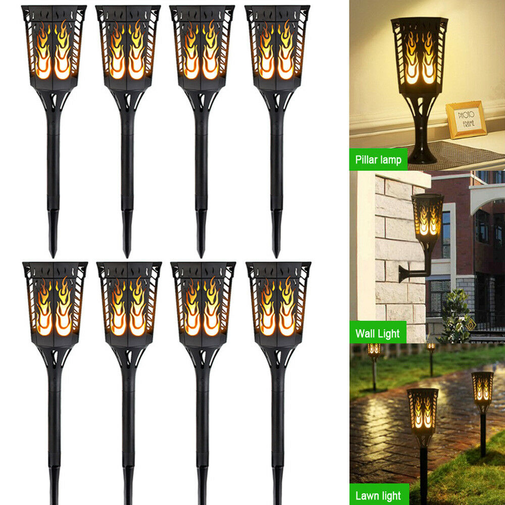 Details about   2-10 Pack 96LED Solar Tiki Torch Lights Outdoor Flickering Dancing Flame Lamp