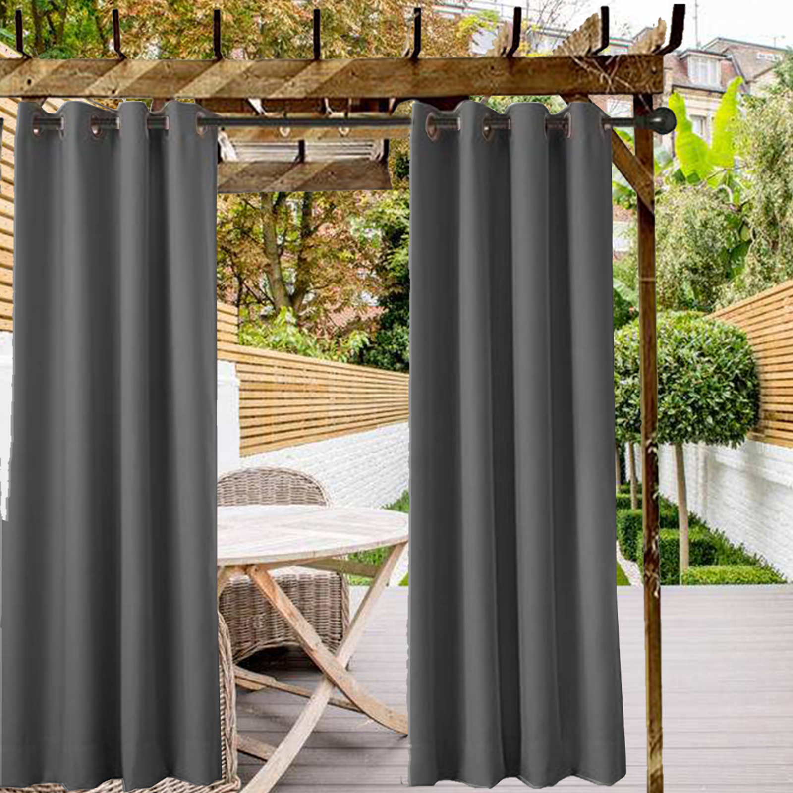 2 panels Waterproof Outdoor Curtains Patio Pergola Thermal Insulated Anti-UV