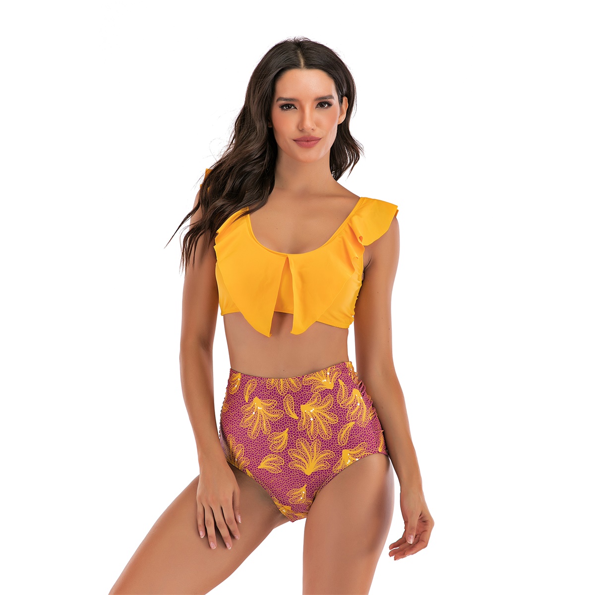 Ruffle Push Up Women Bandeau Swimsuit Female Swimwear Bra Cup Bikini Set  Solid Color high Cut Bathing Suit (A XL Code) (A S Code) : :  Clothing, Shoes & Accessories