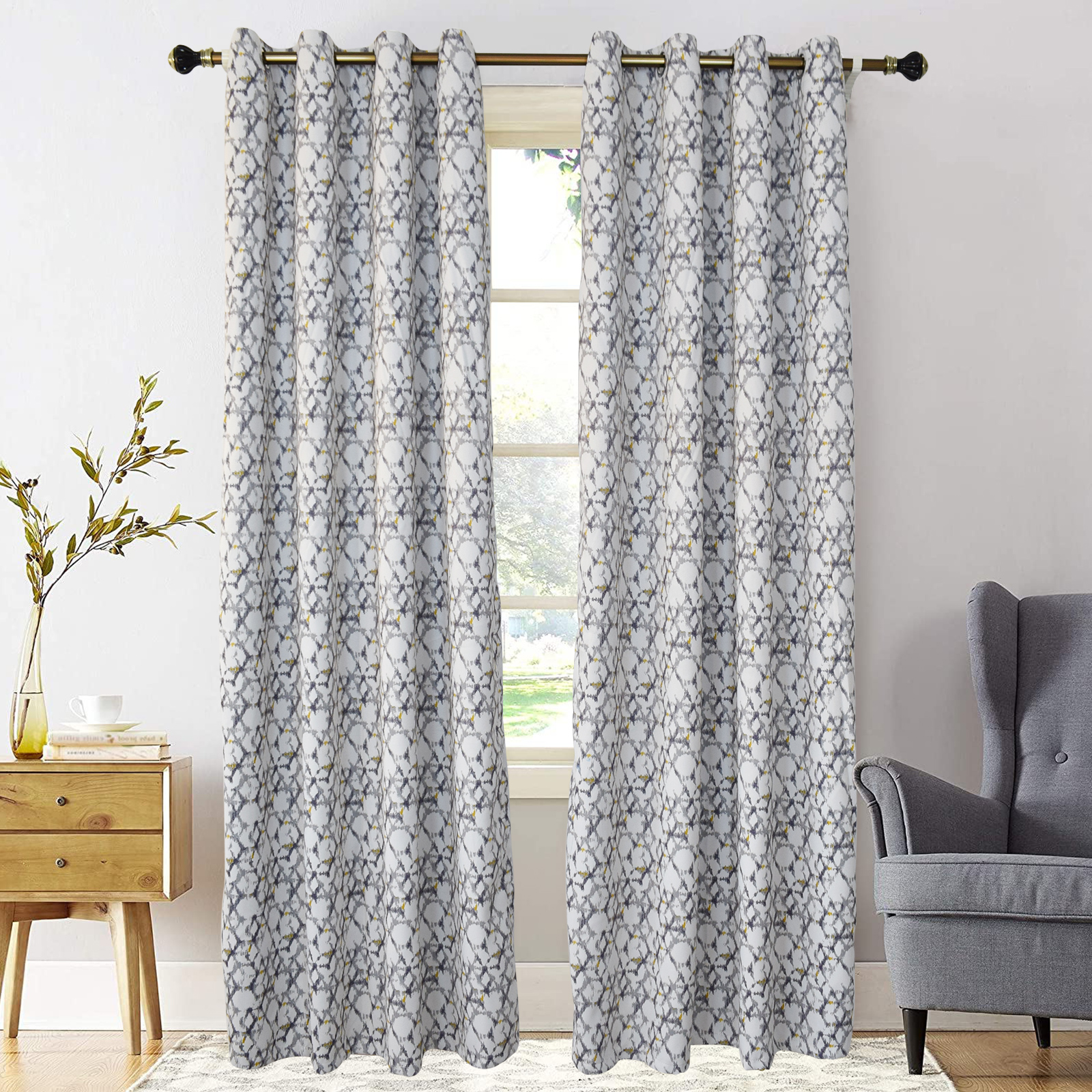 Printing Waterproof Outdoor Patio Curtains Thermal Insulated Sun Blocking Panel