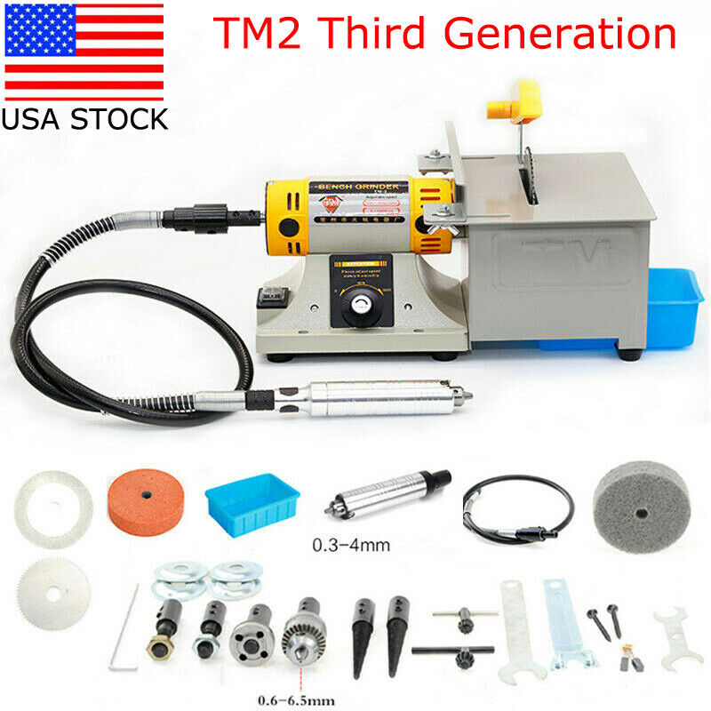 110V TM2 Gem Jewelry Rock Bench Polishing Grinding Machine Bench Lathe Polisher