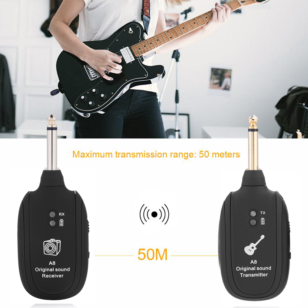 Guitar Wireless System Transmitter Receiver UHF A8 Wireless