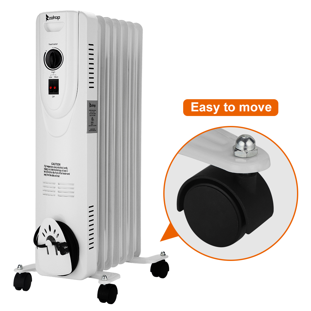 Wheel 1500W Oil Heater w/ Temperature Adjustment Home OilFilled