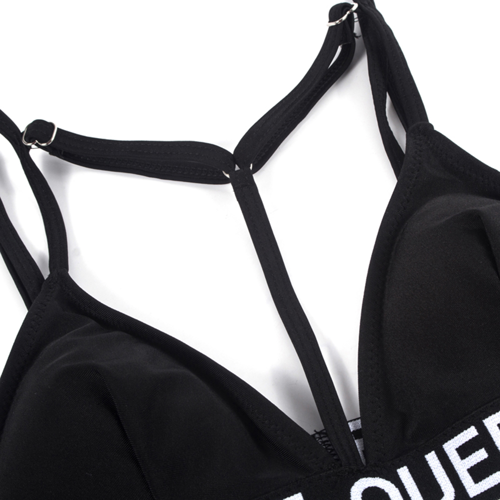 2pcs Womens Mesh Halter Bikini Cross Sling Swimsuit Deep V Bandage Bra Set Sexy Ebay