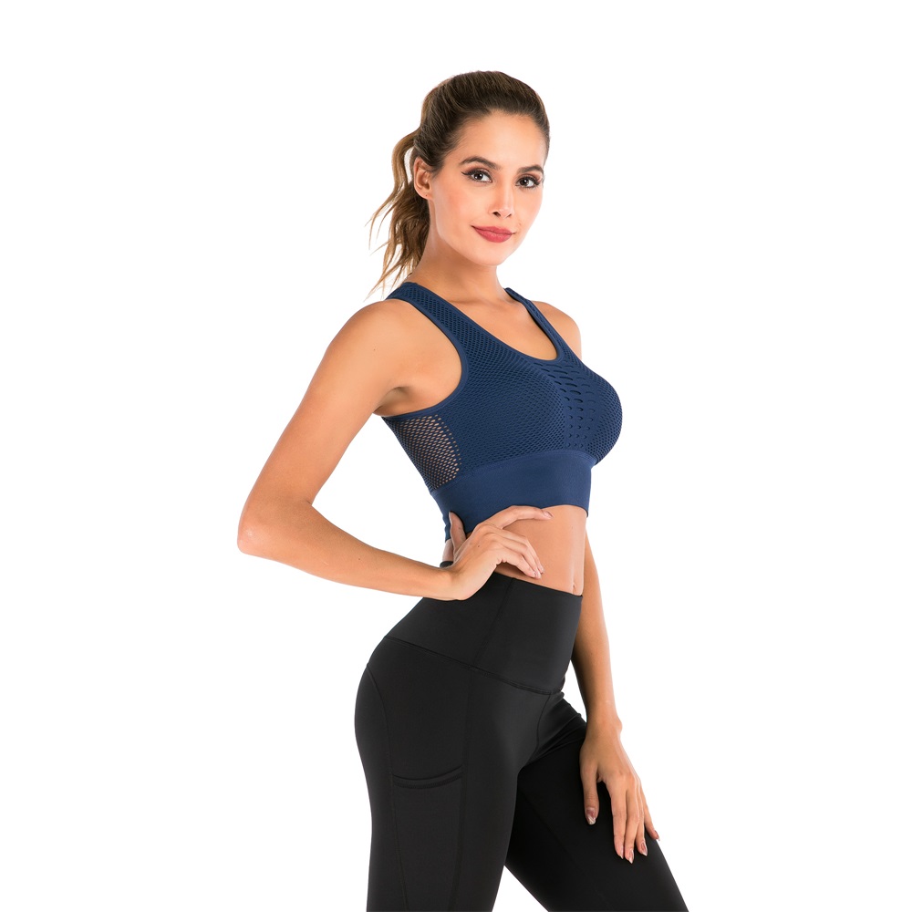 US Womens Sport Bra Cross Back Vest Fitness Stretch Racer Back Cup Bra