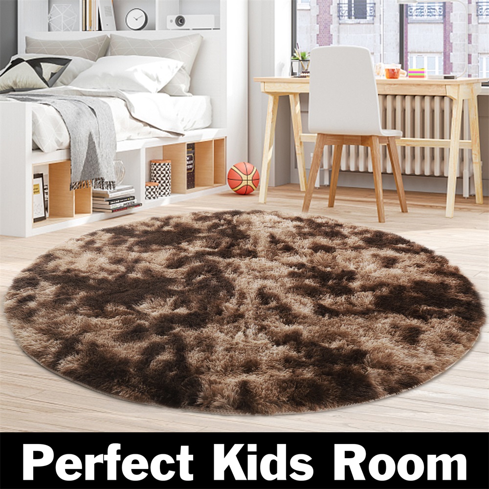 Fluffy Large Area Rug Anti-slip Round Plush Carpet Thick Bedroom Carpet  Soft Mat