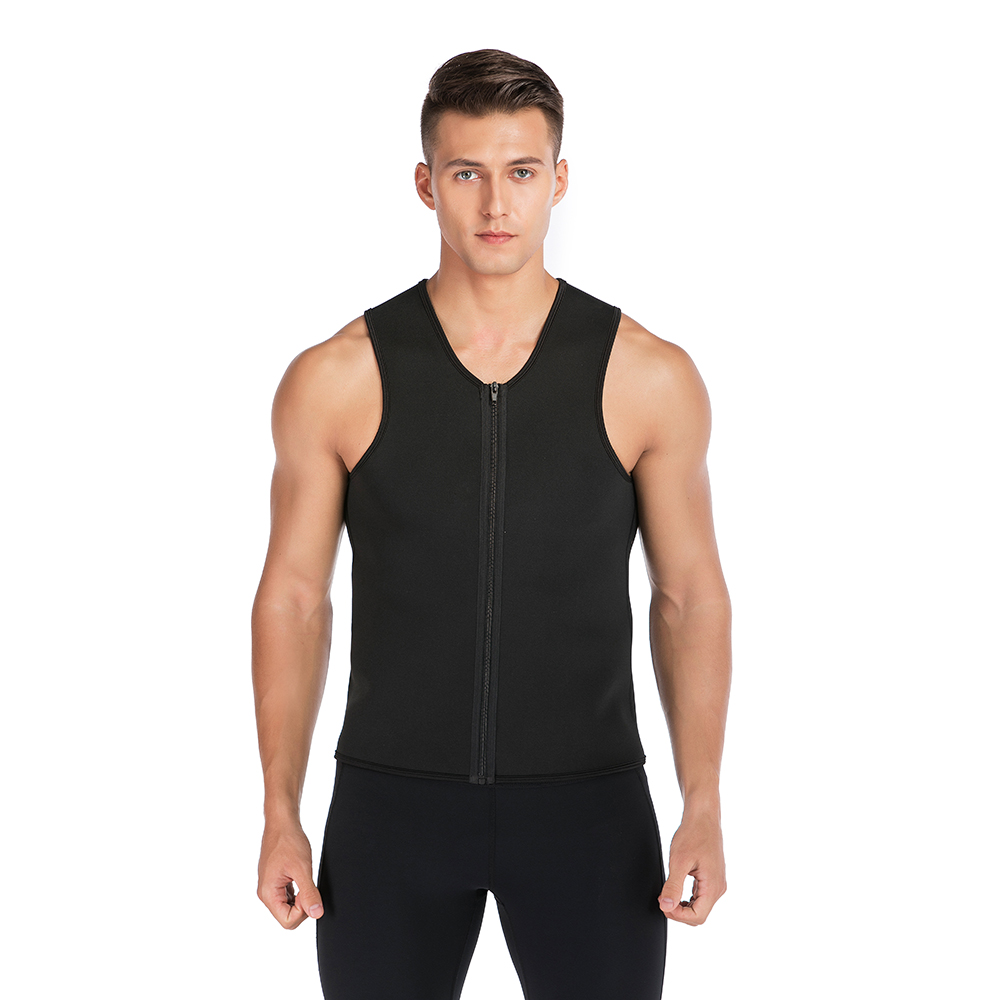 Men's Zipper Sauna Tank Top Waist Trainer Vest For Weight Loss And Body Shaping