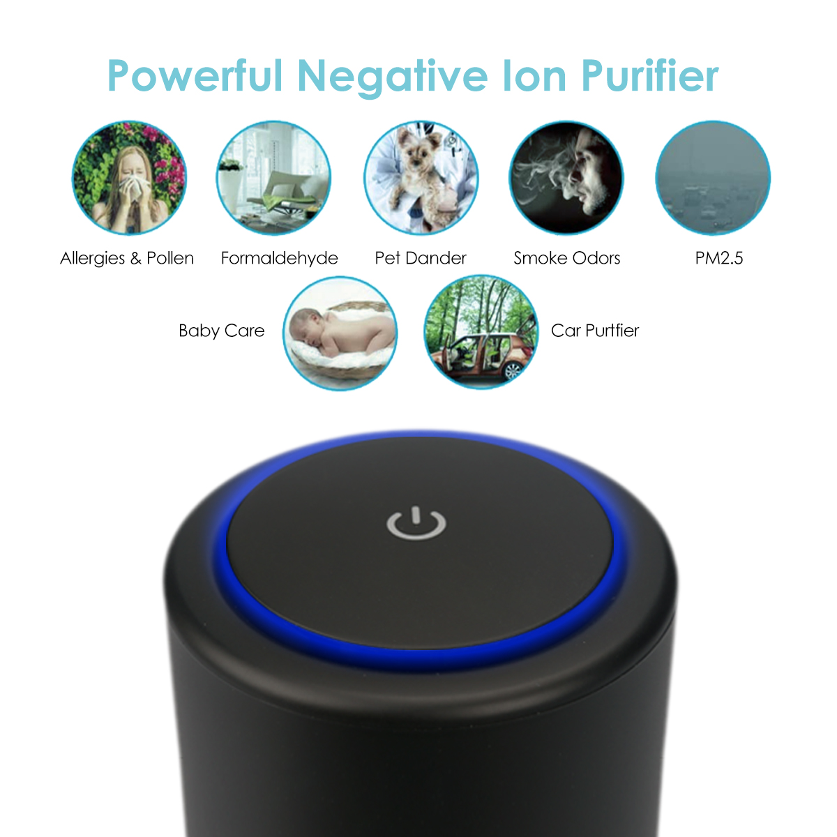Portable air ionizer purifier for home allergy h13 hepa air purifier clean air