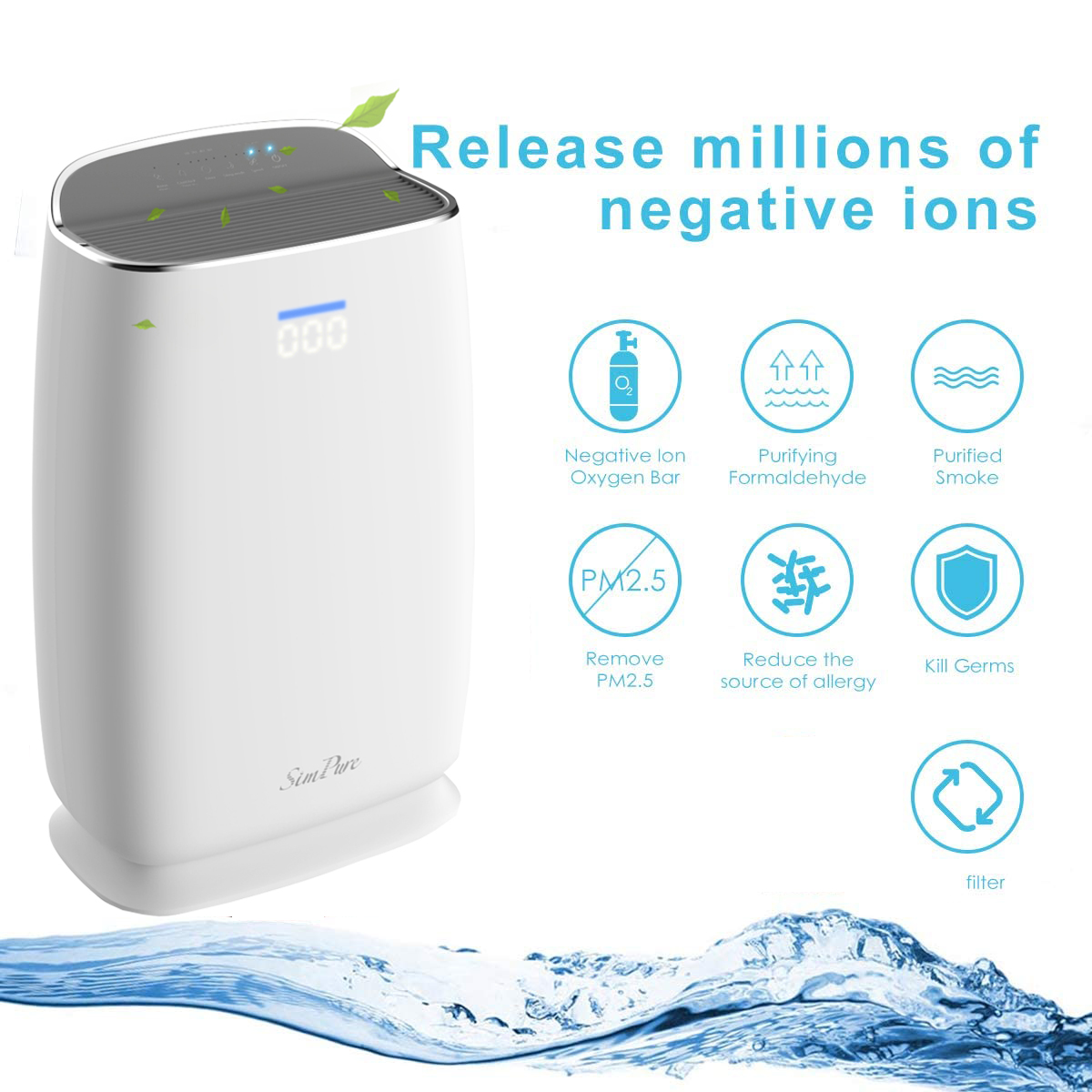 Air Purifier Cleaner Negative Ion Air Filter Freshener for Home,Room