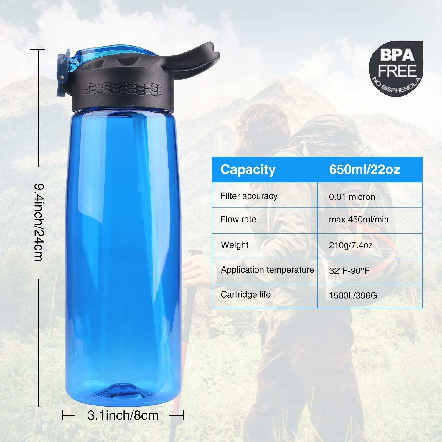Tragbare Survival Wasserfilter Strohreiniger Flasche Camping Emergency Outd BOD 