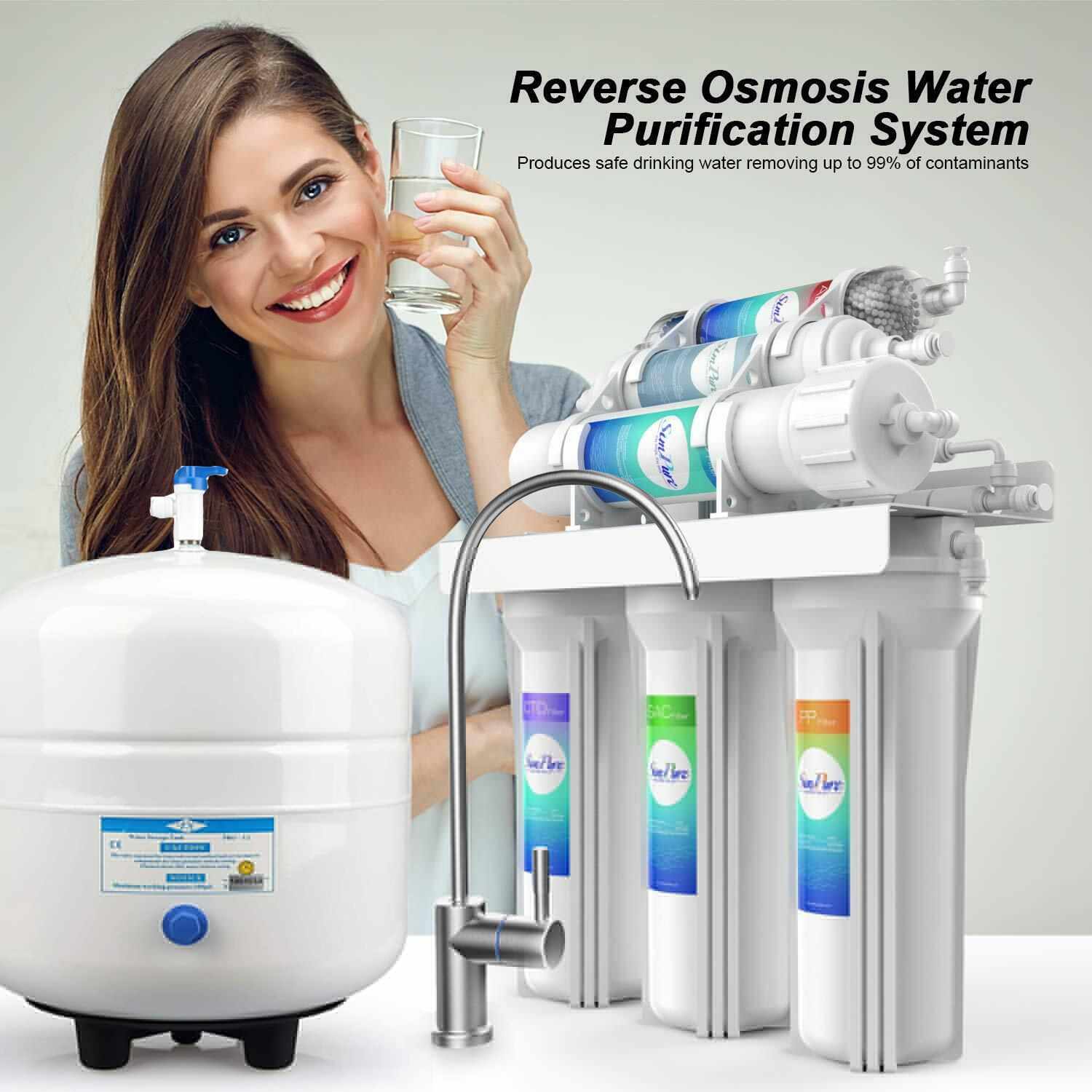 ALKALINE MINERAL PH+100GPD 6Stage Reverse Osmosis Water Filter System