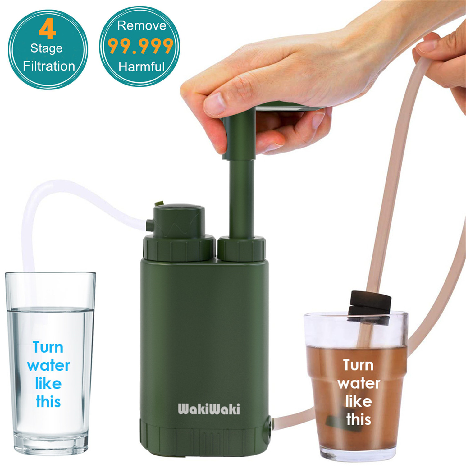Military Survival Water Filter Purifier Filtration Bottle Camping Emergency Pump