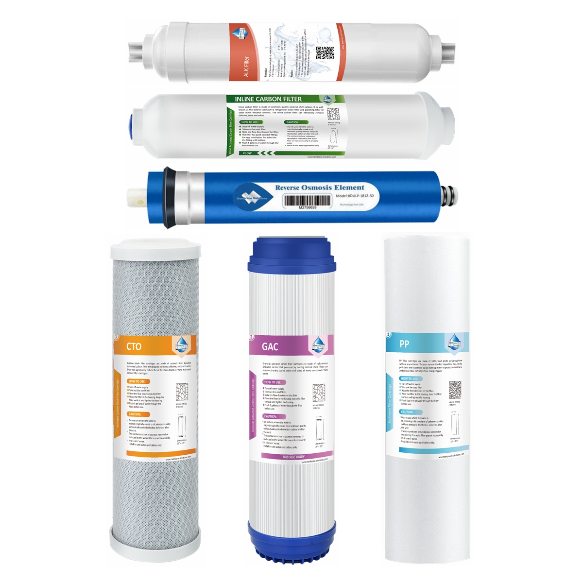 6 STAGE 50/75/100/150 GPD RO Membrane Alkaline Reverse Osmosis Water ...