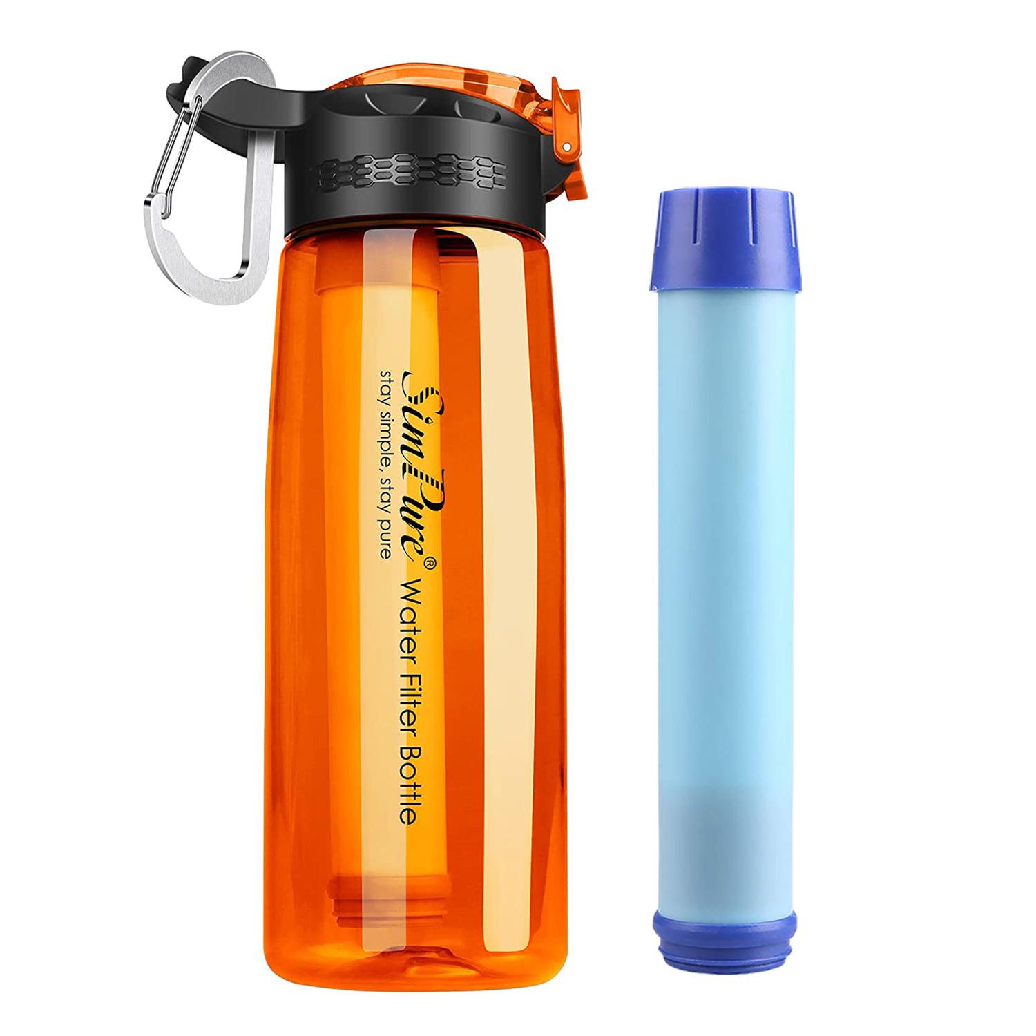 3-Stage Portable Water Filters Carbon Filtration Camping & Hiking Water Bottles 