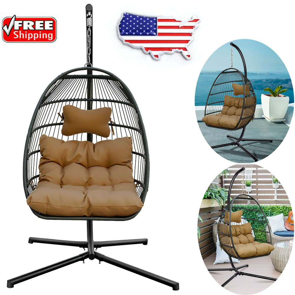 Swing Hanging Egg Rattan Chair Outdoor Garden Patio