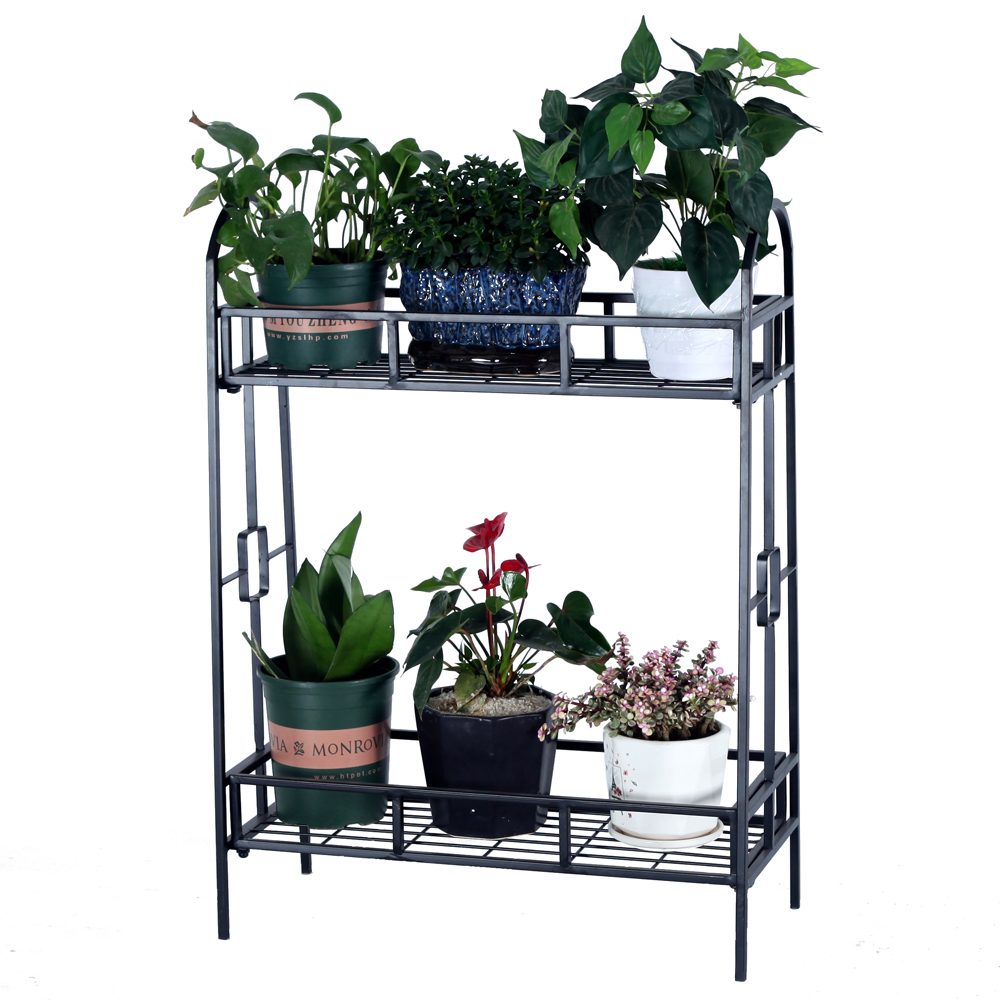 2 TIER Metal Shelves Flower Pot Plant Stand Display Indoor Outdoor Garden  US