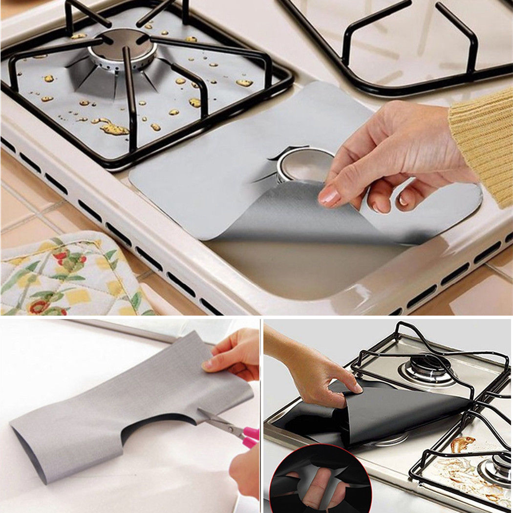 14x Aluminum Reusable Gas Foil Stove Protector Burner Cover Liner