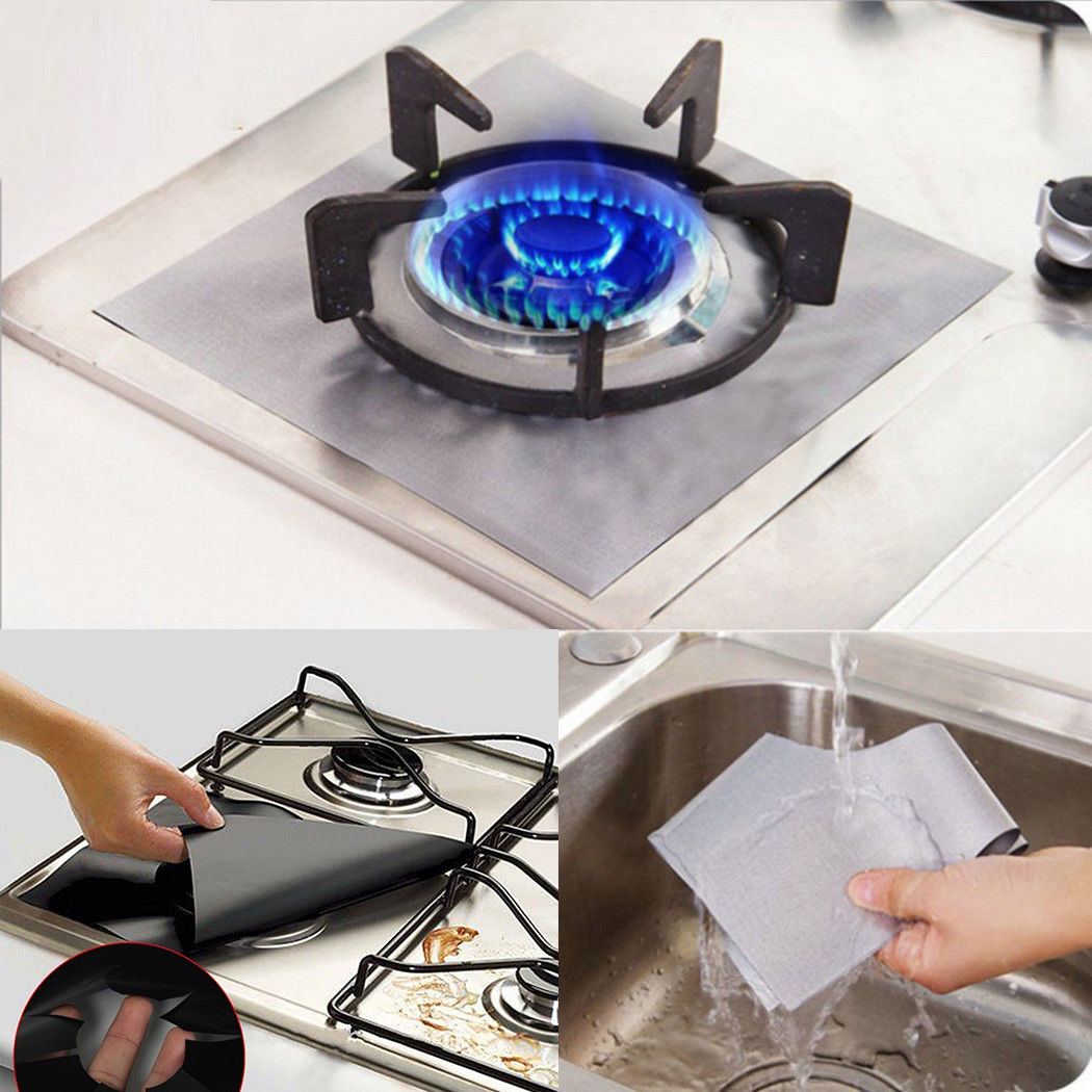 14x Aluminum Reusable Gas Foil Stove Protector Burner Cover Liner
