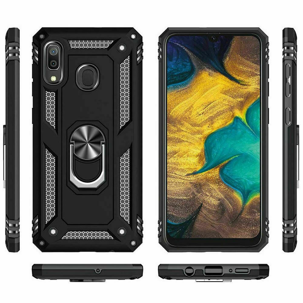 For Samsung Galaxy A10e A20 A50 Case Shockproof Armor Stand Cover+Tempered Glass - Picture 10 of 33