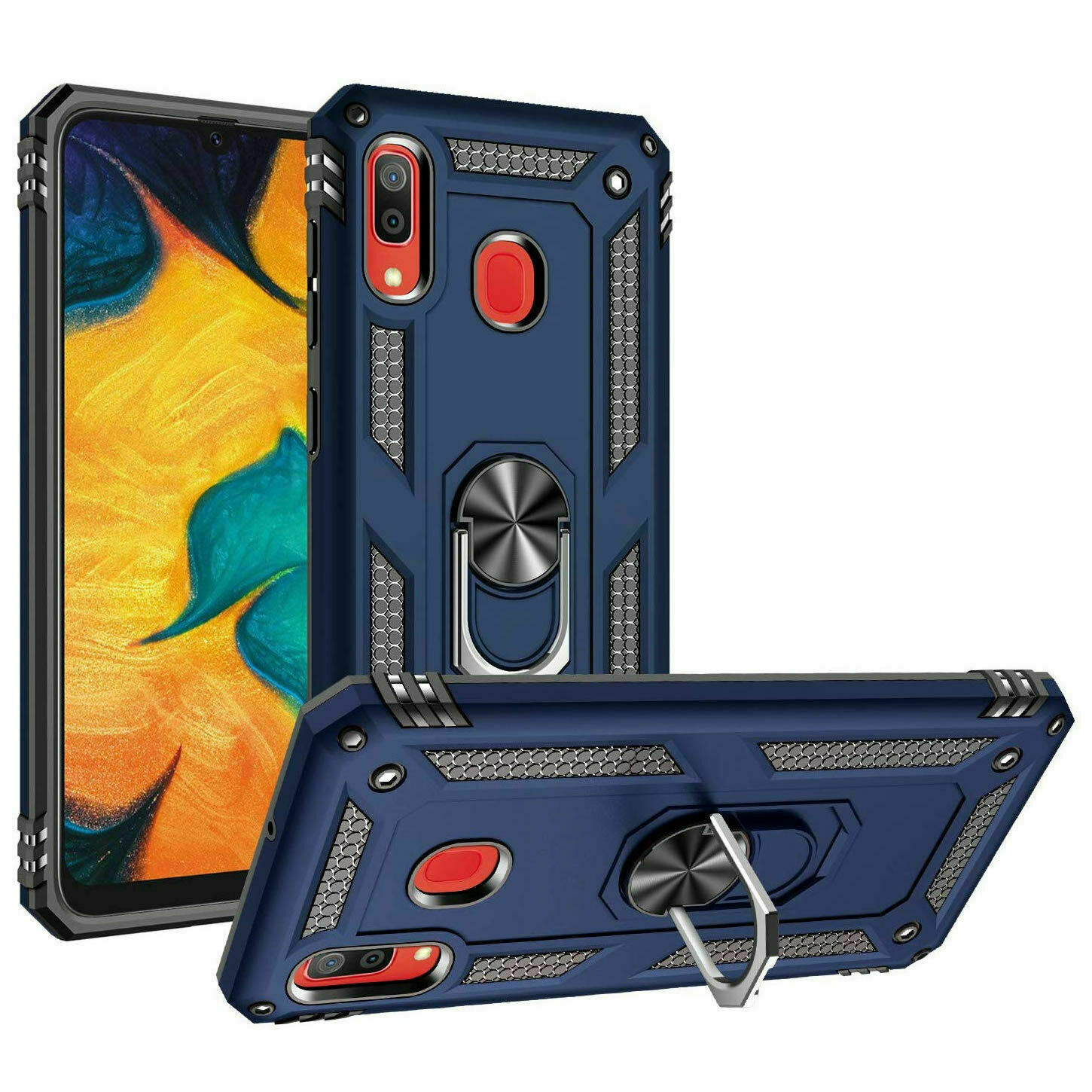 For Samsung Galaxy A10e A20 A50 Case Shockproof Armor Stand Cover+Tempered Glass - Picture 16 of 33
