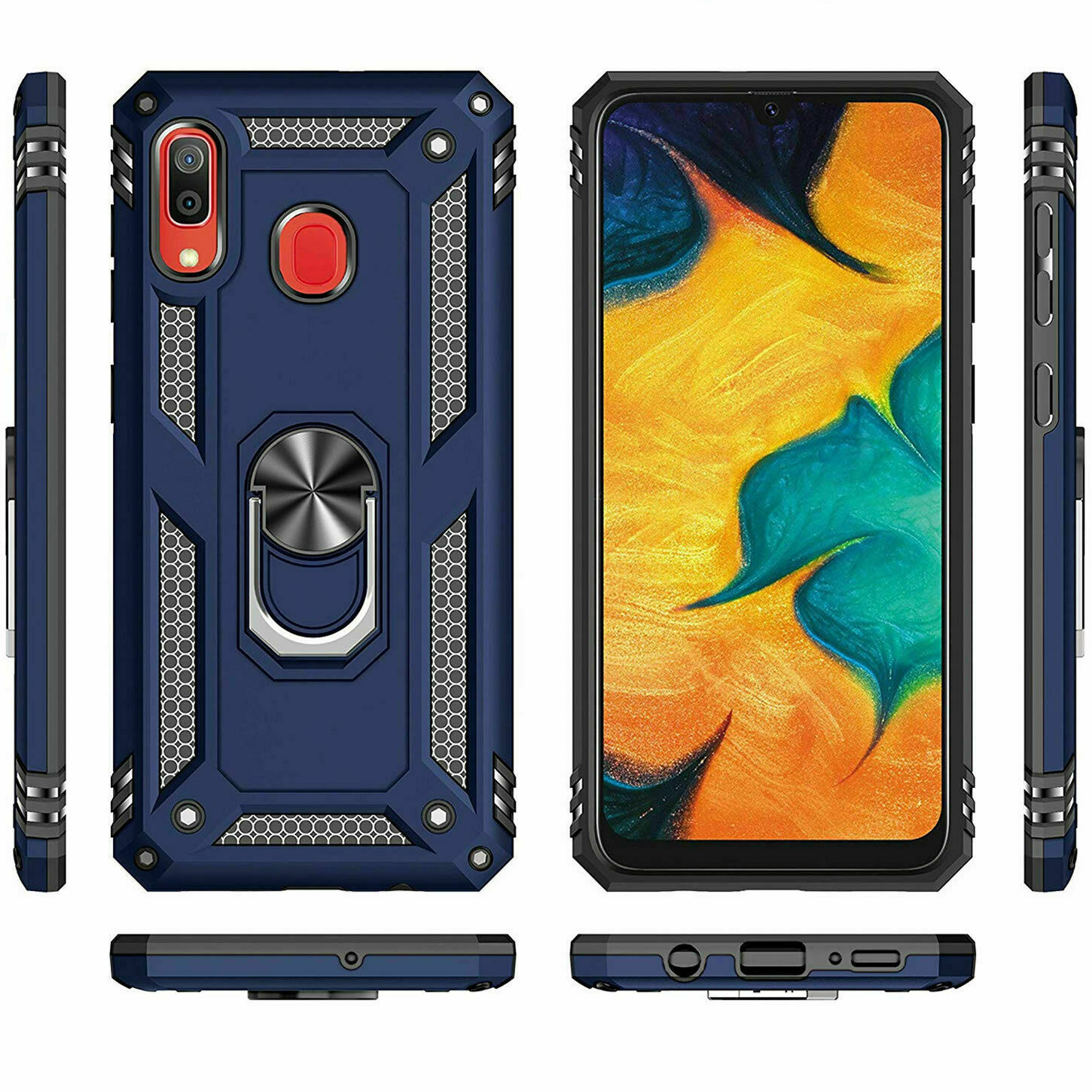 For Samsung Galaxy A10e A20 A50 Case Shockproof Armor Stand Cover+Tempered Glass - Picture 18 of 33
