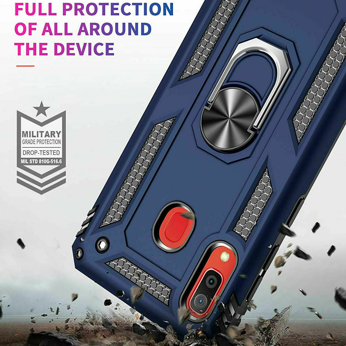 For Samsung Galaxy A10e A20 A50 Case Shockproof Armor Stand Cover+Tempered Glass - Picture 22 of 33